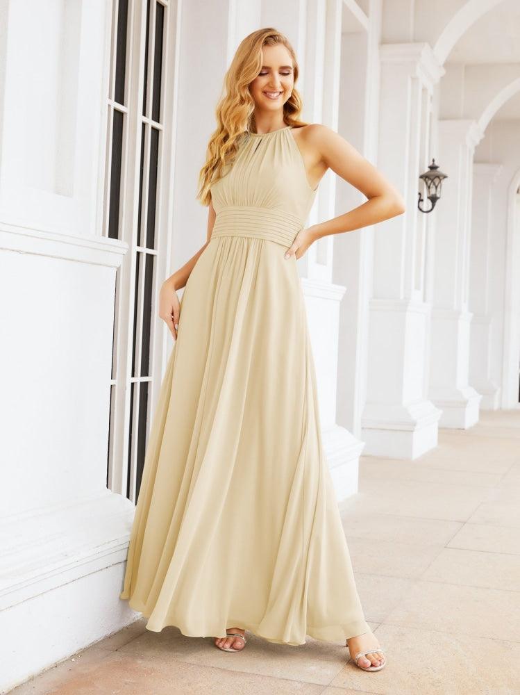 Keyhole Bridesmaid Dresses Sleeveless Formal Evening Party Prom Gowns 28043-numbersea