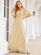 Numbersea Bridesmaid Dresses for Wedding Formal Evening Party Prom Gown with Cape 28050-numbersea
