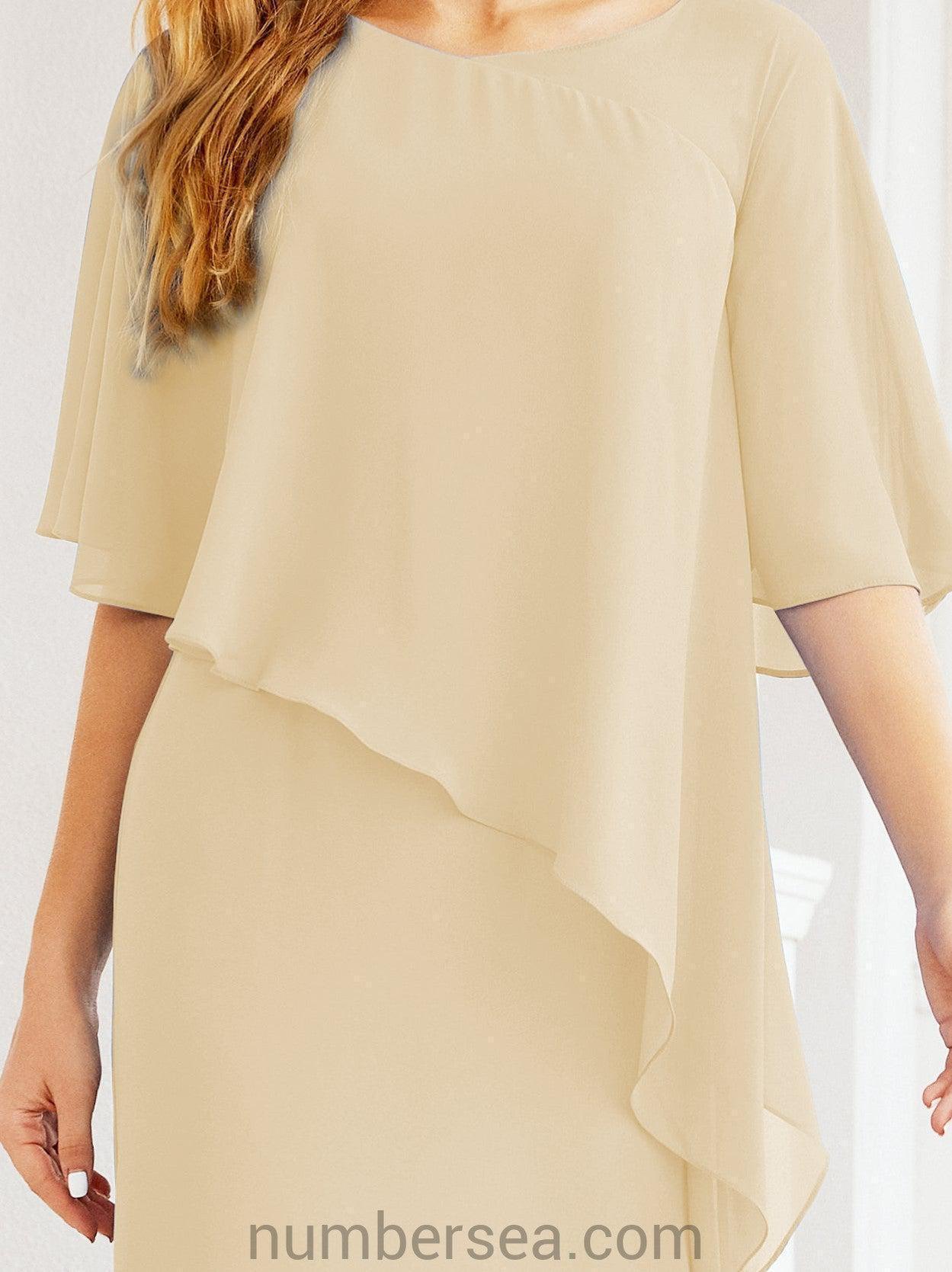 Numbersea Formal Party Gown Dress Long Chiffon Mother Of The Bride Dresses With Ruffle Cape 28026