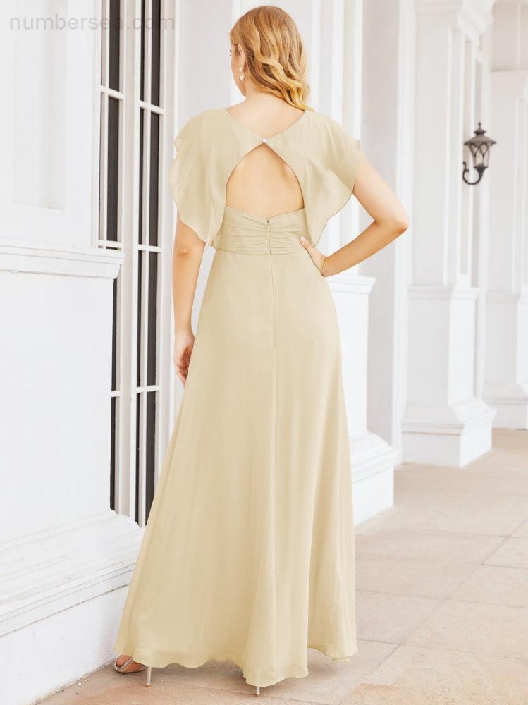 Numbersea Bridesmaid Dresses Cape Formal Prom Dress Open Back Gowns for Mother of The Bride 28058-numbersea