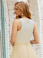 Lace Bridesmaid Dress Floor Length Evening Gowns with Pockets 28017-numbersea