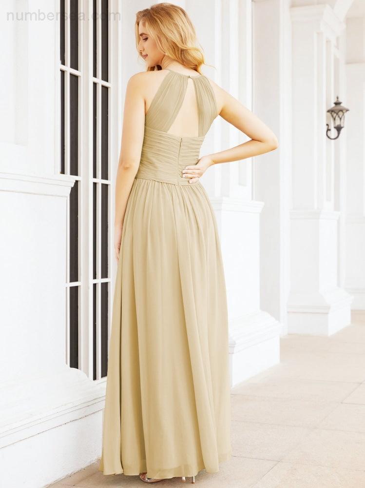 Numbersea Sleeveless Bridesmaid Dresses Long Prom Gown Zipper with Keyhole Back 28056-numbersea