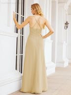Numbersea Halter Bridesmaid Dresses with Pockets Sleeveless Formal Evening Party Prom Gowns 28055-numbersea