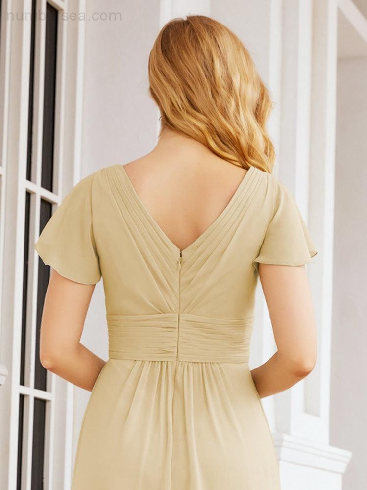 Numbersea Formal Prom Gowns for Mother of The Bride Cap Sleeves Bridesmaid Dress 28047-numbersea