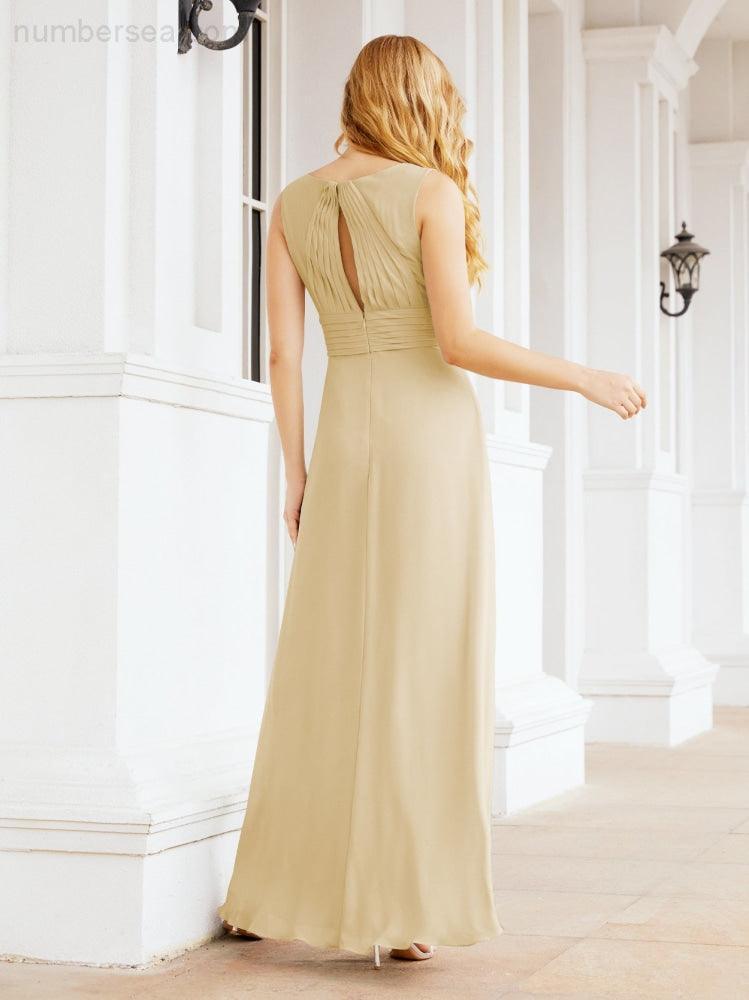 Formal Prom Gown Elegant V-Neck Sleeveless Bridesmaid Dresses for Wedding Party 28037-numbersea