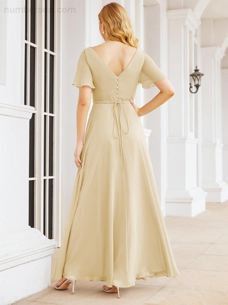 Numbersea Formal Prom Gowns for Mother of The Bride Short Sleeves Bridesmaid Dress 28049-numbersea