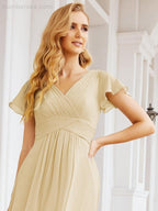 Numbersea Formal Prom Gowns for Mother of The Bride Cap Sleeves Bridesmaid Dress 28047-numbersea