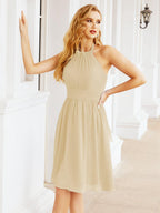 Numbersea Neckholder-Brautjungfernkleid aus Chiffon, kurz, ärmellos, formelles Partykleid, offener Rücken, 28023