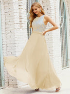 Lace Bridesmaid Dress Floor Length Evening Gowns with Pockets 28017-numbersea