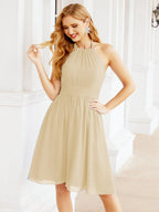 Numbersea Neckholder-Brautjungfernkleid aus Chiffon, kurz, ärmellos, formelles Partykleid, offener Rücken, 28023