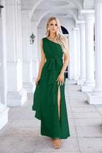 Ladies Chiffon One Shoulder Bridesmaid Evening Dress Wedding Party Evening Dress 28133-numbersea
