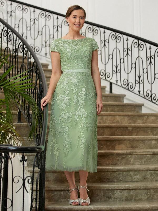 Kleider für die Brautmutter A-Linie/Princess-Linie Tüll Spitze Kurze Ärmel Länge