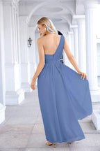 Ladies Chiffon One Shoulder Bridesmaid Evening Dress Wedding Party Evening Dress 28133-numbersea