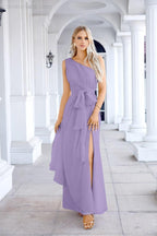 Ladies Chiffon One Shoulder Bridesmaid Evening Dress Wedding Party Evening Dress 28133-numbersea