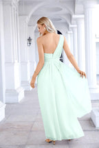 Ladies Chiffon One Shoulder Bridesmaid Evening Dress Wedding Party Evening Dress 28133-numbersea