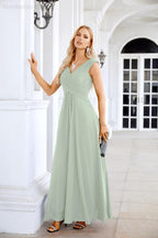 Ladies Chiffon V Neck Sleeveless Floor Length Bridesmaid Evening Dress Wedding Party Evening Dress 28126-numbersea