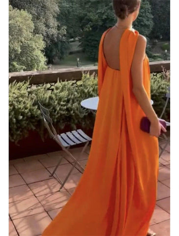 Wedding Guest Dress Fairy Dress Formal Tie Floor Length Sleeveless Strapless Stretch Chiffon with Pleats Shawl Evening Dresses