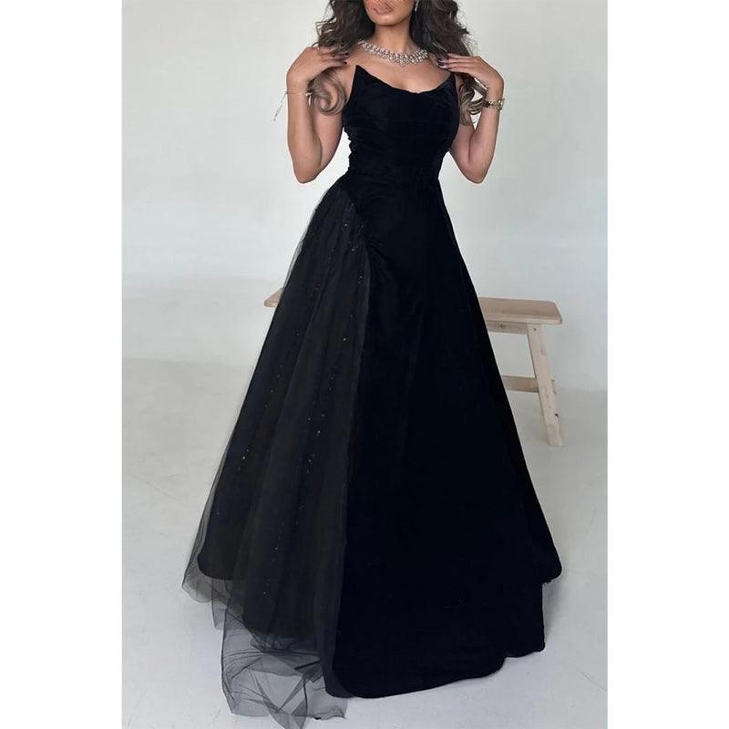 Vestido de fiesta de graduación de noche sin mangas de corte A 