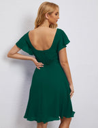 Numbersea Chiffon Bridesmaid Dress V Neck Short Cocktail Gowns For Juniors Homecoming Dresses 28077