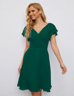 Numbersea Chiffon Bridesmaid Dress V Neck Short Cocktail Gowns For Juniors Homecoming Dresses 28077