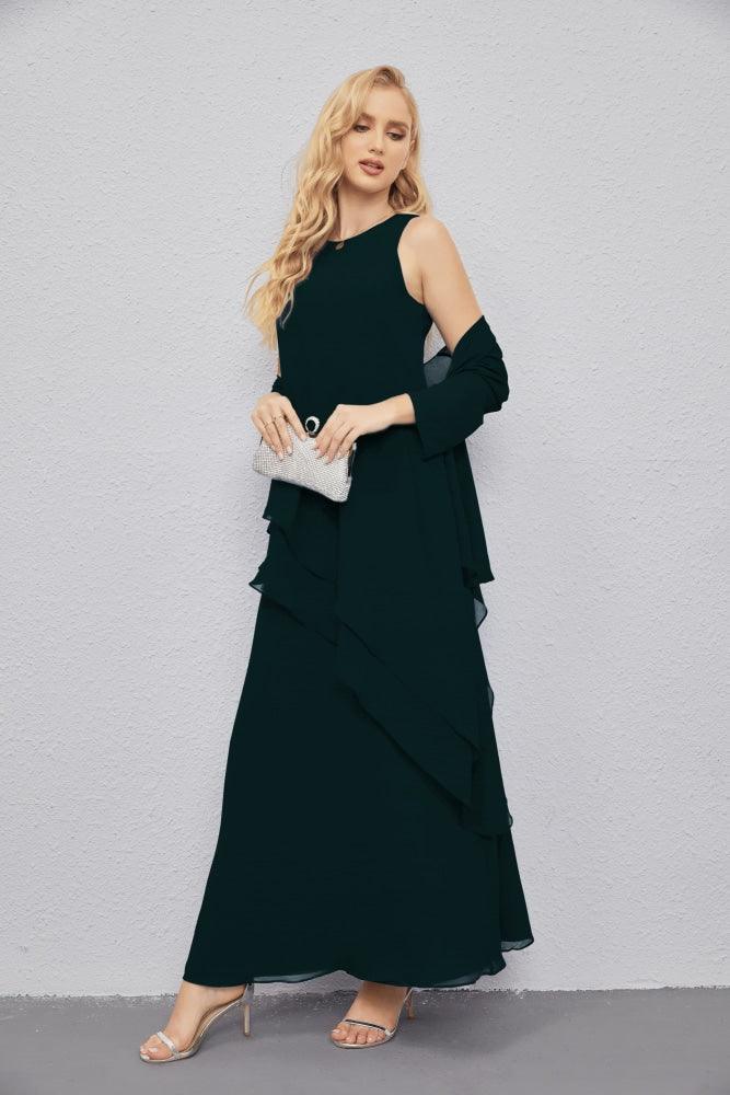 Mother of Bride Dresses with Open Front Lightweight Cardigan Formal Prom Gown 28081-numbersea