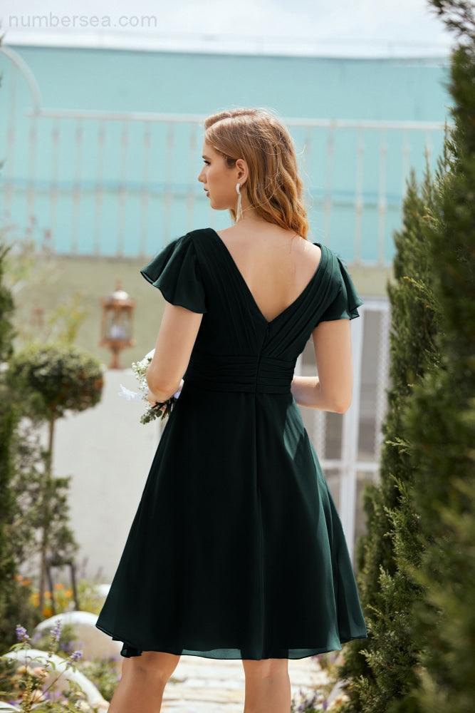 Neck Chiffon Bridesmaid Dresses Formal Cocktail Prom Gown Homecoming 28013