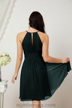 Halter Bridesmaid Dresses Knee Length A Line Formal Evening Party Cocktail Dress 28011