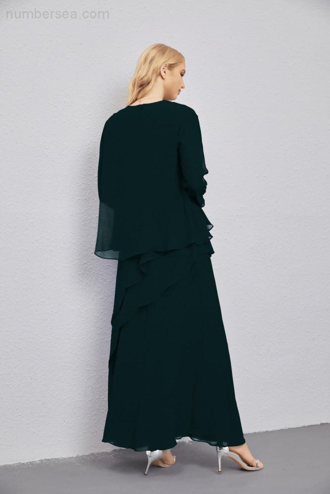 Mother of Bride Dresses with Open Front Lightweight Cardigan Formal Prom Gown 28081-numbersea