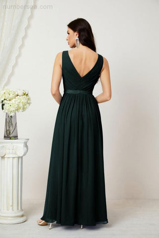 Women's Chiffon Long Bridesmaid Dresses A line Sleeveless Formal Prom Gown for Evening Party Homecoming Dresses 2808-numbersea