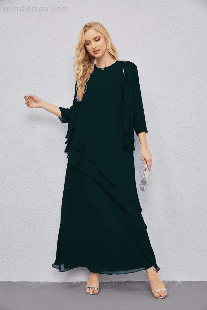 Mother of Bride Dresses with Open Front Lightweight Cardigan Formal Prom Gown 28081-numbersea