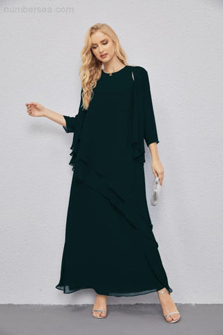 Mother of Bride Dresses with Open Front Lightweight Cardigan Formal Prom Gown 28081-numbersea