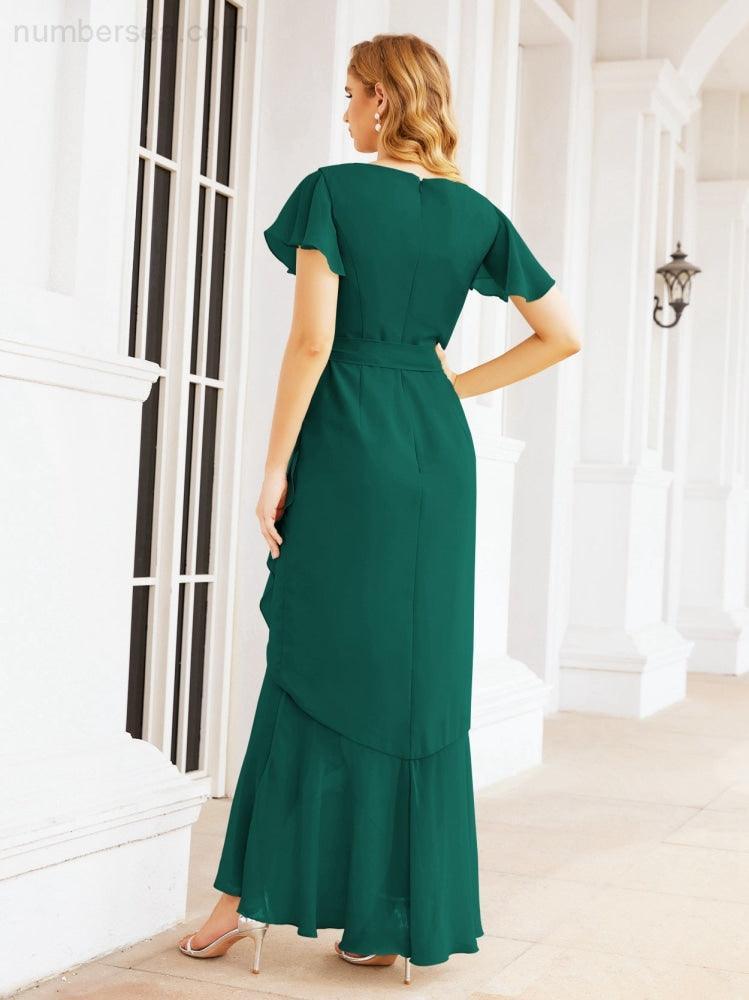 Numbersea Ruffled Bridesmaid Dresses Mermaid Formal Violin Evening Party Prom Gowns 28042-numbersea