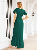 Numbersea Ruffled Bridesmaid Dresses Mermaid Formal Violin Evening Party Prom Gowns 28042-numbersea