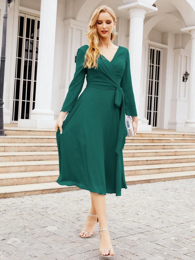 Bridesmaid Dress V-Back Waist Belt Mother of the Bride Wedding Guest 28031-numbersea