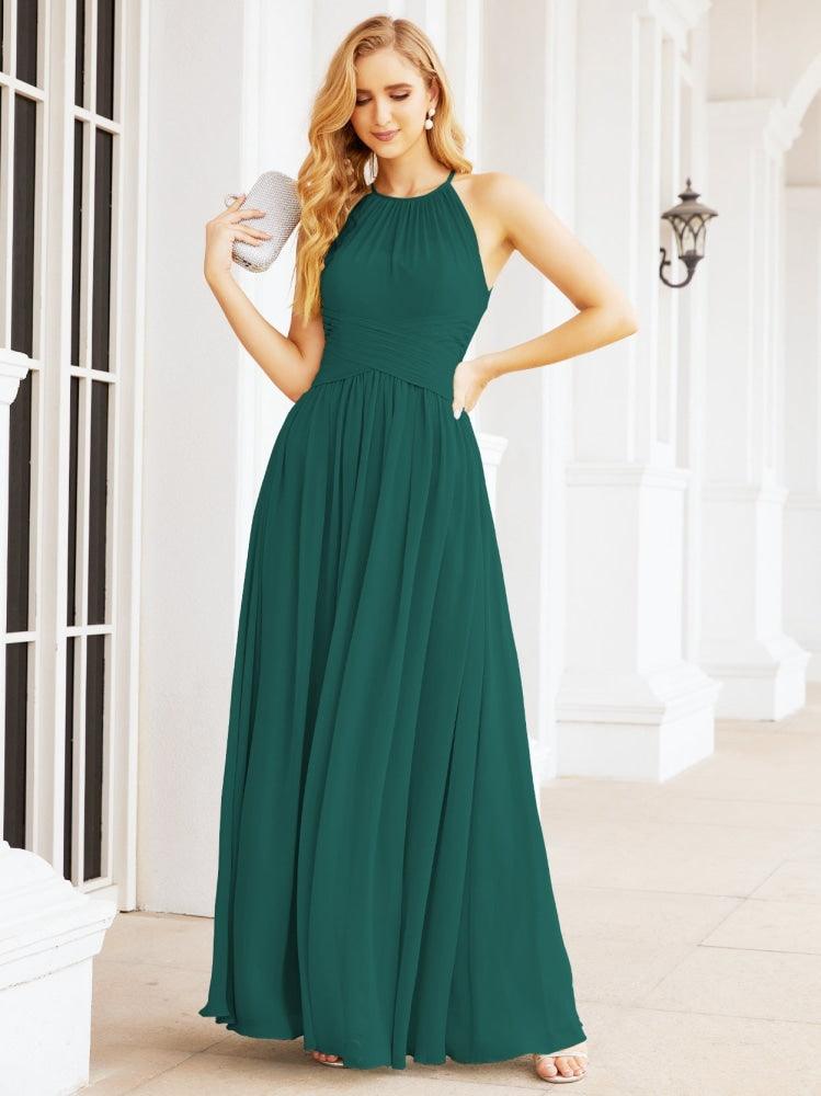 Numbersea Sleeveless Bridesmaid Dresses Long Prom Gown Zipper with Keyhole Back 28056-numbersea
