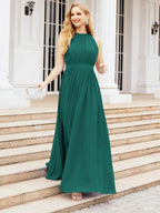 Numbersea Halter Bridesmaid Dress Empire Waist Formal Evening Prom Gown for Mother of The Bride 28030-numbersea