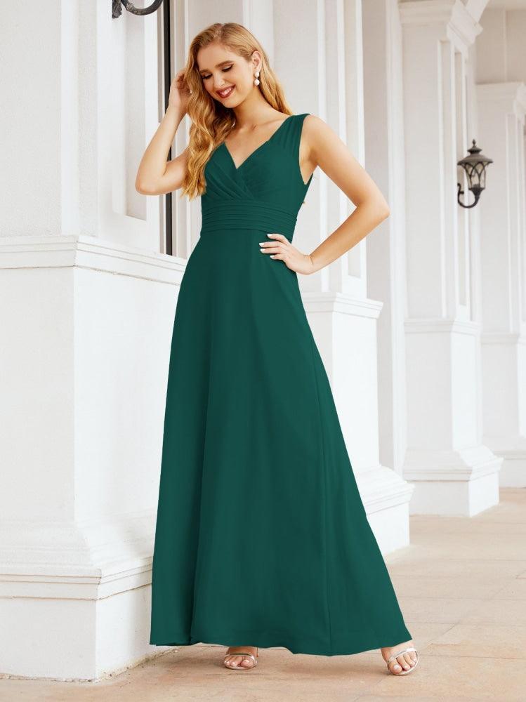 Formal Prom Gown Elegant V-Neck Sleeveless Bridesmaid Dresses for Wedding Party 28037-numbersea