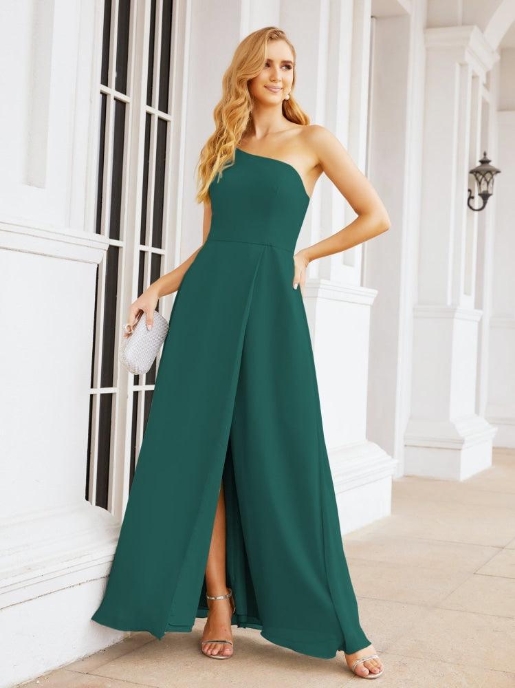 Numbersea Women's One Shoulder Formal Prom Gowns for Mother of The Bride Side Slit Bridesmaid Dresses 28052-numbersea