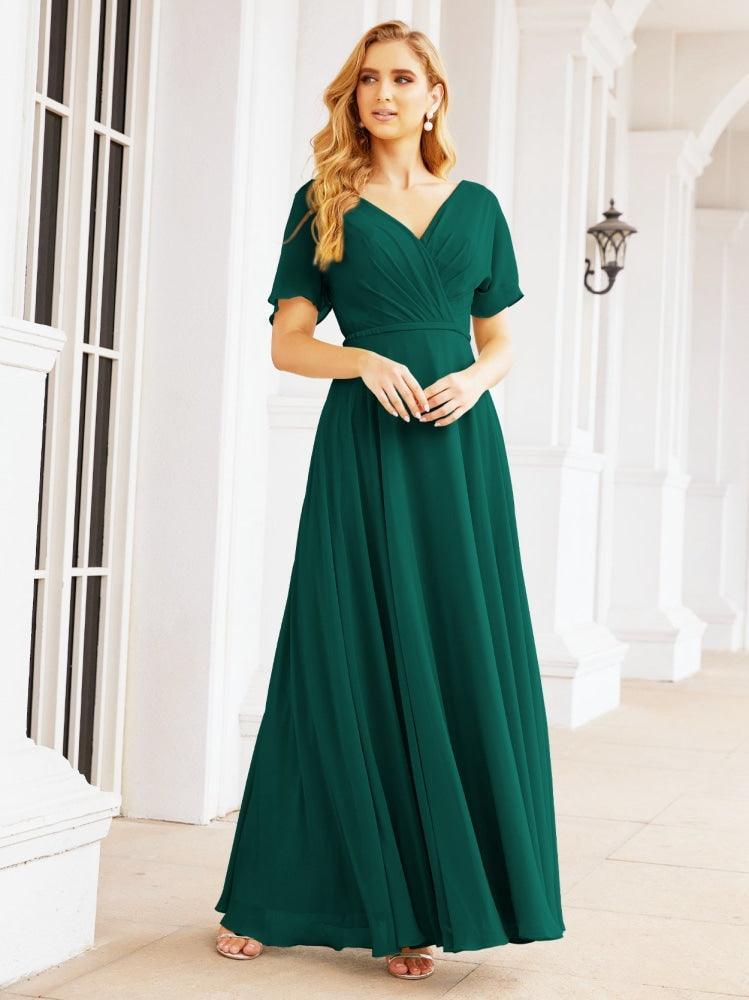 Numbersea Formal Prom Gowns for Mother of The Bride Short Sleeves Bridesmaid Dress 28049-numbersea
