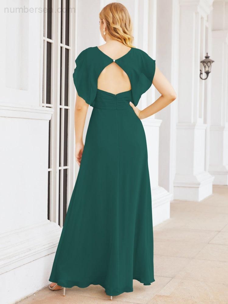 Numbersea Bridesmaid Dresses Cape Formal Prom Dress Open Back Gowns for Mother of The Bride 28058-numbersea