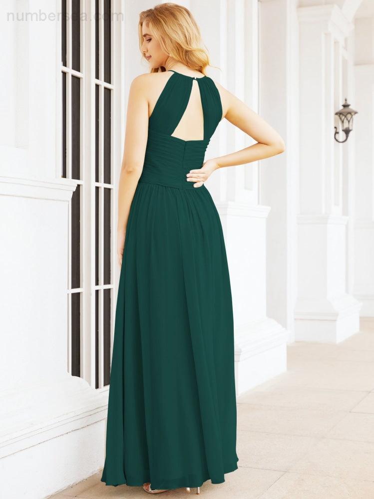 Numbersea Sleeveless Bridesmaid Dresses Long Prom Gown Zipper with Keyhole Back 28056-numbersea