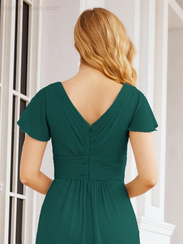 Numbersea Formal Prom Gowns for Mother of The Bride Cap Sleeves Bridesmaid Dress 28047-numbersea