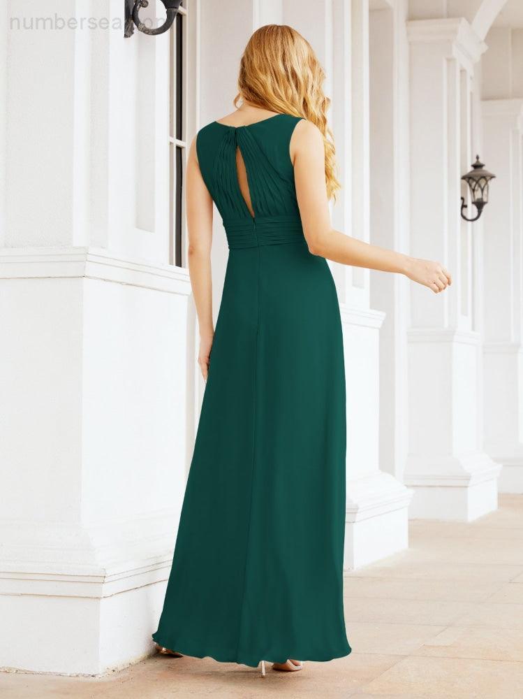Formal Prom Gown Elegant V-Neck Sleeveless Bridesmaid Dresses for Wedding Party 28037-numbersea