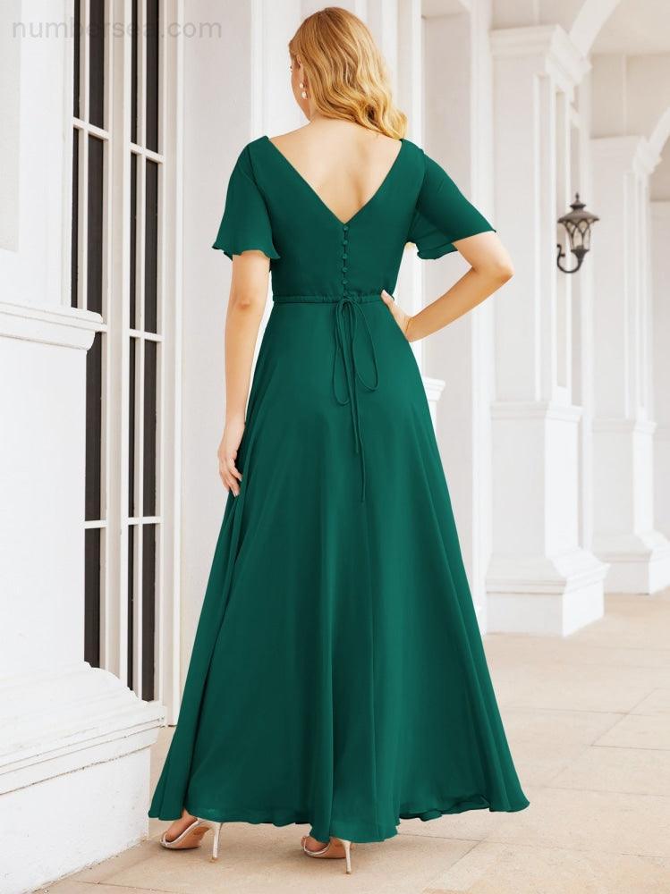 Numbersea Formal Prom Gowns for Mother of The Bride Short Sleeves Bridesmaid Dress 28049-numbersea
