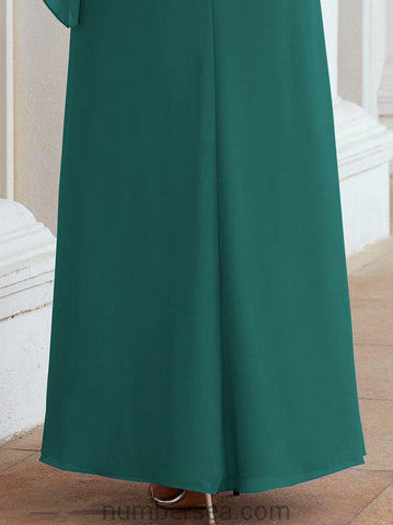 Numbersea Formal Party Gown Dress Long Chiffon Mother Of The Bride Dresses With Ruffle Cape 28026