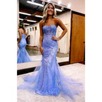 Sheath Sweetheart Lace Appliques Long Senior Prom Dress