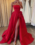 Vestido elegante de carnaval formal largo hasta el suelo sin mangas sin tirantes de satén con vestido de noche