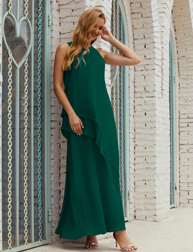 Chiffon Long Plus Size Mother Of Bride Dresses Formal Bridesmaid Prom Gown 28019 Dark Emerald