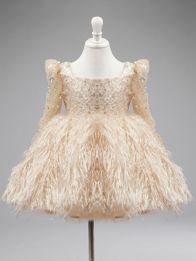 Tulle Knee-length Champagne Girl Dress