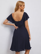 Numbersea Chiffon Bridesmaid Dress V Neck Short Cocktail Gowns For Juniors Homecoming Dresses 28077